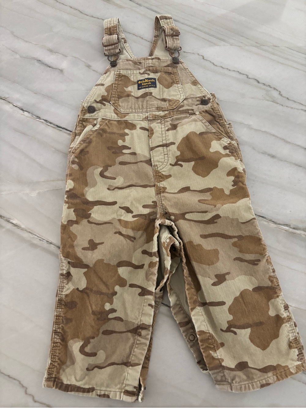 The Children's Place Tan & Brown Camo Corduroy Overalls